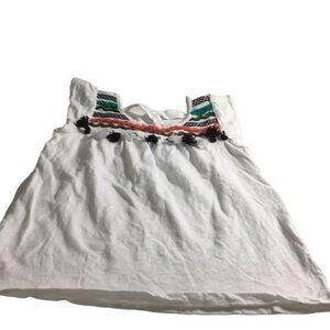 Takara Girls Aztec T-shirt White/Multicolored Fringe SZ S
